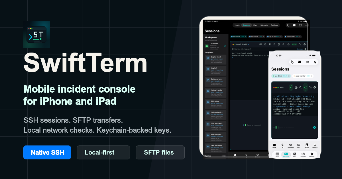 SwiftTerm | Native SSH and SFTP for iPhone and iPad
